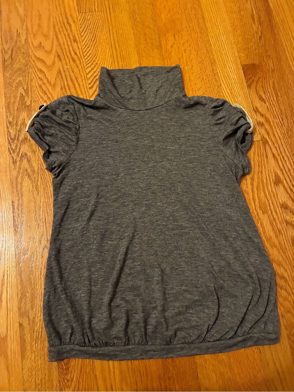 Maje Charcoal Gray Short-Sleeve Turtleneck Tee